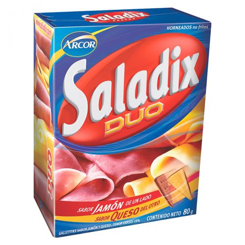 Galletita salada Saladix sabor jamon y queso, 80 grs