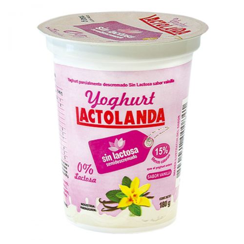 Yoghurt semi descremado sin lactosa vainilla, 180 gr