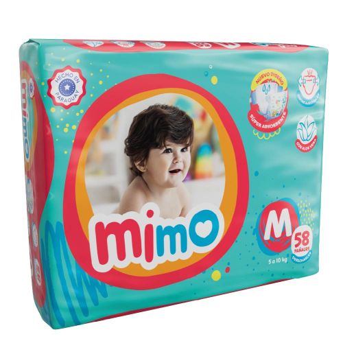 Pañales Super Absorbentes para Bebe Mimo M 58 unidades