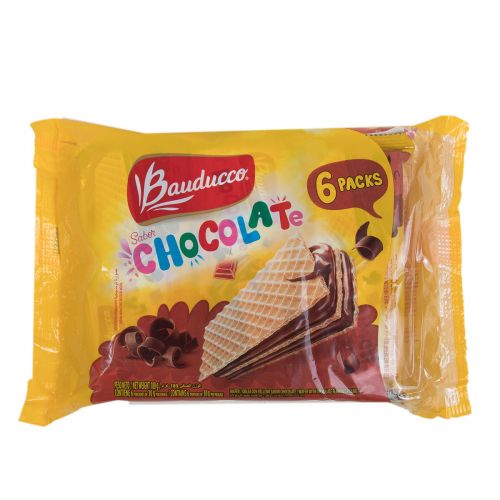 Pack galletita Wafer Bauducco chocolate, 180 grs