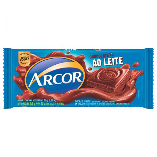 Tableta de chocolate Arcor Leche, 80 grs