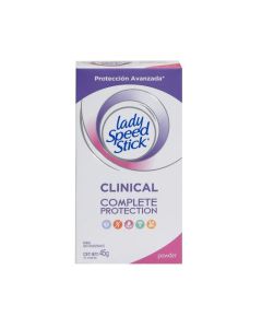 Desodorante Clinical Lady Speed Stick complete proteccion, 45 grs en barra