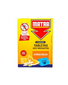 Tabletas Anti Mosquitos Citrus Relax Matra, 12 Unidades
