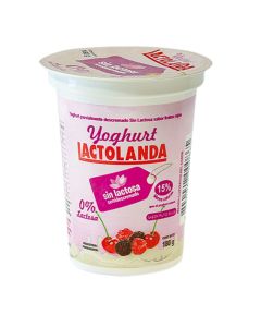 Yoghurt semidescremado  sin lactosa frutos rojos, 180 gr