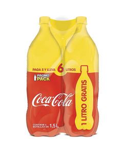Gaseosa Coca Cola, pack de 4 de 1.5 lts