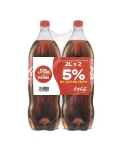 Gaseosa Coca Cola descartable, 2 unidades de 2 Lt
