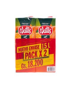 Pack Jugo Watts Naranja, 2 de 1.5 lts