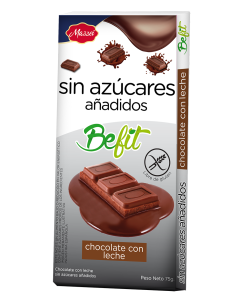 Chocolate con leche Be Fit sin azucares añadidos libre de gluten, 75 grs
