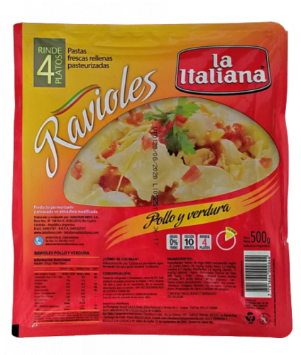 Ravioles pollo la Italiana, 500 gr