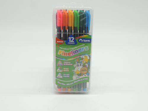 Bolígrafos a color Torre Fineliners, 12 unidades