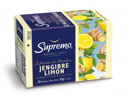 Te Supremo de jengibre con limon, 20 saquitos